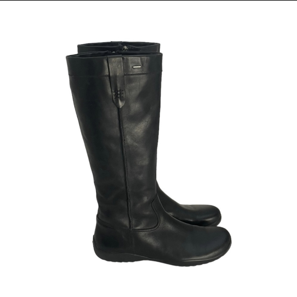 Geox black leather knee high flat minimalist all weather giro core boots size 40